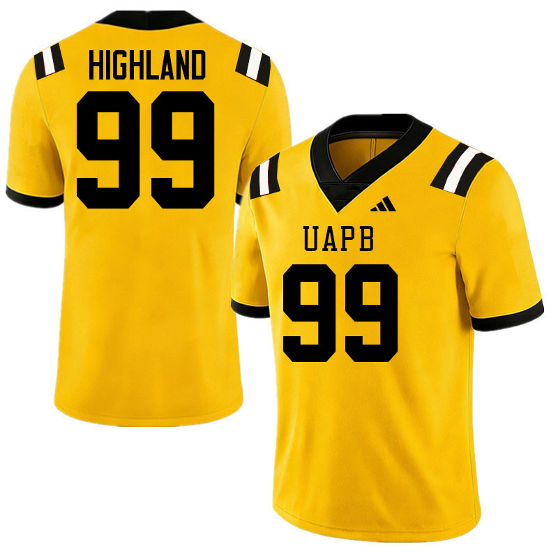 Arkansas-Pine Bluff Golden Lions #99 Vaughn Highland College Football Jerseys,Uniforms-Gold